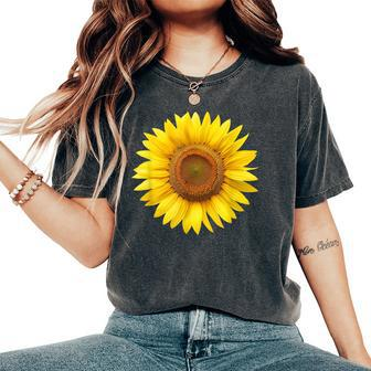 Yellow Sunflower Floral Flower Women's Oversized Comfort T-Shirt - Seseable