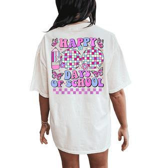 100 Days Of School Retro Disco 100Th Day Teacher Boys Girls Women's Oversized Comfort T-Shirt Back Print - Seseable