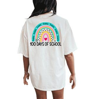 100Th Day Of School Teacher 100 Days Smarter Rainbow Women's Oversized Comfort T-Shirt Back Print - Thegiftio UK
