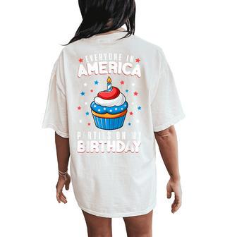 4Th Of July Birthday Party Boy Girl Fourth Of July Bday Usa Women's Oversized Comfort T-Shirt Back Print - Monsterry DE