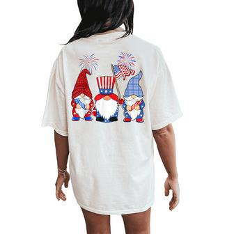 4Th Of July Leopard Gnomes Firework Usa American Women Women's Oversized Comfort T-Shirt Back Print - Seseable