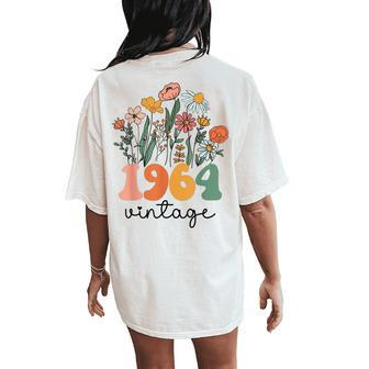 59 Years Old Vintage 1964 59Th Birthday Wildflower Women's Oversized Comfort T-Shirt Back Print - Seseable