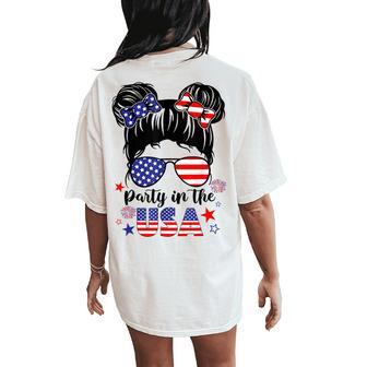 American Flag Party In Usa 4Th July Patriotic Kid Girl Women's Oversized Comfort T-Shirt Back Print - Monsterry DE