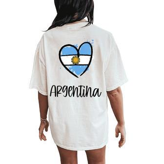 Argentina Heart Flag Cool America Spanish Argentinian Women's Oversized Comfort T-Shirt Back Print - Monsterry AU