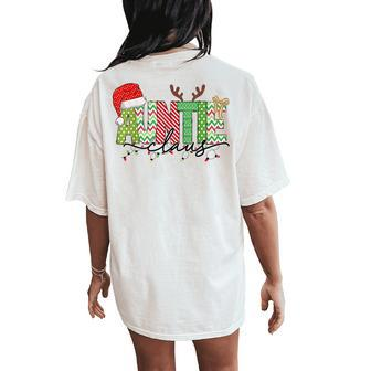 Auntie Claus Christmas Lights Pajama Family Matching Outfit Women's Oversized Comfort T-Shirt Back Print - Monsterry DE