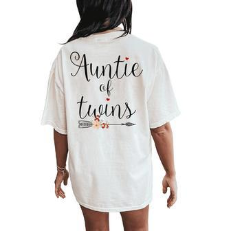 Auntie Of Twins Newborn Baby Reveal Twin Girls Boys Women's Oversized Comfort T-Shirt Back Print - Monsterry CA
