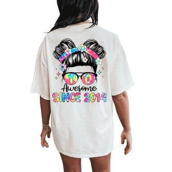 Awesome Since 2014 10 Year Old Tie Dye 10Th Birthday Girl Women's Oversized Comfort T-Shirt Back Print - Seseable