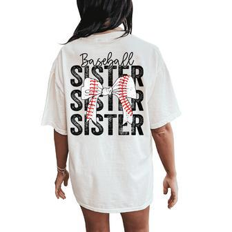 Baseball Sister Baseball Life Softball Life Girl Women Women's Oversized Comfort T-Shirt Back Print - Monsterry