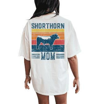 Best Cow Mom Vintage Cattle Shorthorn Women's Oversized Comfort T-Shirt Back Print - Monsterry AU