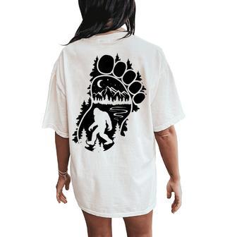 Bigfoot Sasquatch Footprint In The Mountains For Women Women's Oversized Comfort T-Shirt Back Print - Monsterry UK