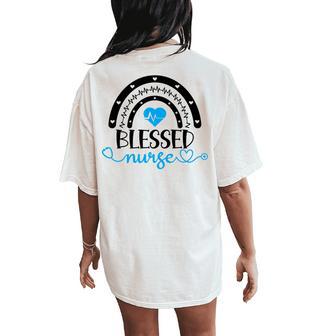 Blessed Nurse Badge Nurse Chapstick Women's Oversized Comfort T-Shirt Back Print - Monsterry AU