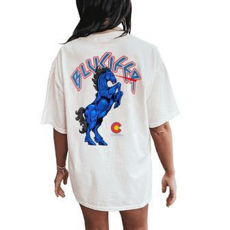 Blucifer The Demon Horse At Denver Airport Colorado Women's Oversized Comfort T-Shirt Back Print - Monsterry AU