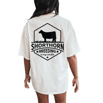 Breeding Cow Breakling Limits Breeder Shorthorn Cattle Women's Oversized Comfort T-Shirt Back Print - Monsterry