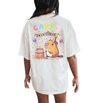 Cappy Birthday Capybara Lovers Girl Boy Happy Birthday Party Women's Oversized Comfort T-Shirt Back Print - Seseable