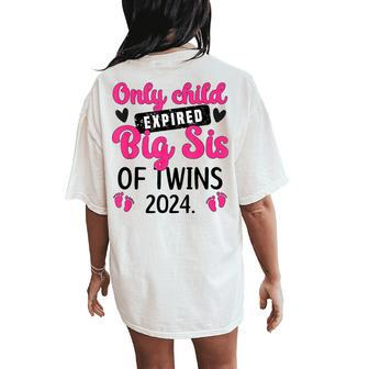 Only Child Promoted To Big Sister Of Twins 2024 Women's Oversized Comfort T-Shirt Back Print - Seseable