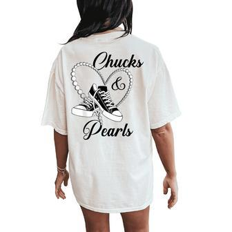 Chucks And Pearls Black 2023 For And Women's Oversized Comfort T-Shirt Back Print - Thegiftio UK