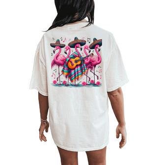 Cinco De Mayo Mexican Fiesta Flamingo Guitar Poncho Sombrero Women's Oversized Comfort T-Shirt Back Print | Mazezy AU