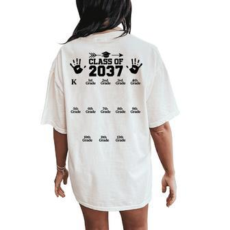 Class Of 2037 Grow With Me Handprint Pre-K 12Th Grade Women's Oversized Comfort T-Shirt Back Print - Monsterry DE