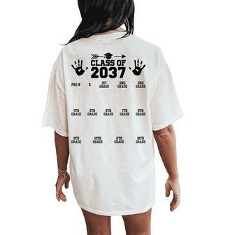 Class Of 2037 Grow With Me Handprint Pre-K 12Th Grade Women's Oversized Comfort T-Shirt Back Print - Monsterry DE