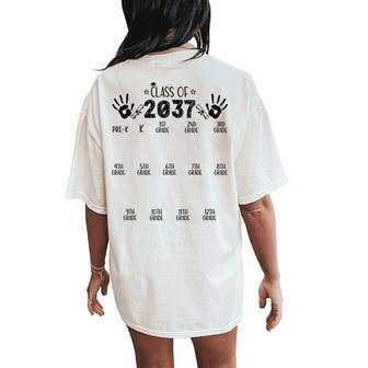 Class Of 2037 Grow With Me Pre-K To 12Th Grade Handprint Women's Oversized Comfort T-Shirt Back Print - Monsterry UK