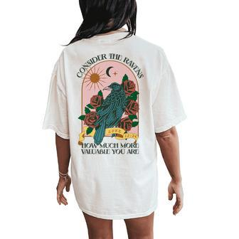Consider Ravens Christian Bible Verse Faith Retro Religion Women's Oversized Comfort T-Shirt Back Print - Monsterry UK