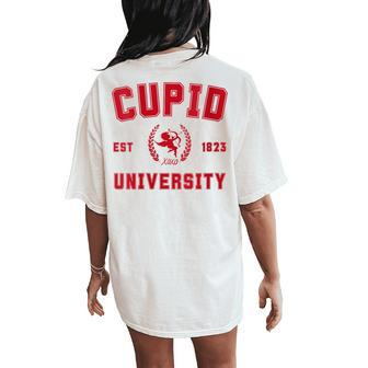 Cupid University College Valentines Day Love Red Women's Oversized Comfort T-Shirt Back Print - Monsterry
