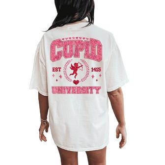 Cupid University Valentine's Day Pink Sweetheart Gf Bf Women Women's Oversized Comfort T-Shirt Back Print - Monsterry DE