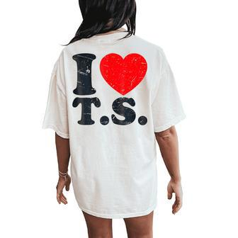 Cute Red Heart I Love T S Groovy Birthday Women's Oversized Comfort T-Shirt Back Print - Thegiftio UK