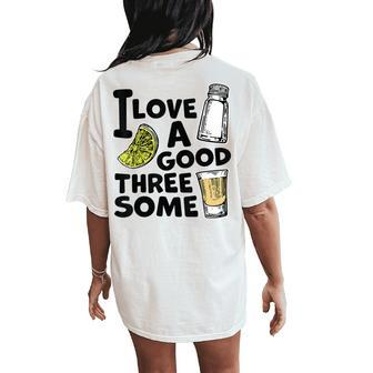Cute Salt Lime Tequila Threesome Bartender Bar Drink Women's Oversized Comfort T-Shirt Back Print | Mazezy UK