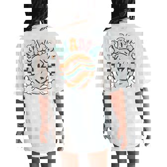 Distressed Mama Checkered Groovy Smile Mom Life Mother's Day Women's Oversized Comfort T-Shirt Back Print | Mazezy