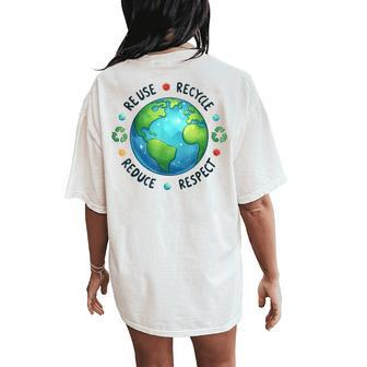Earth Day Teacher Environment Day Recycle Earth Day Women's Oversized Comfort T-Shirt Back Print - Monsterry AU