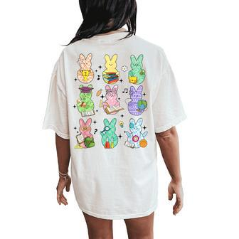 Easter Teacher Bunny Happy Easter Egg Retro Teacher Women Women's Oversized Comfort T-Shirt Back Print - Seseable
