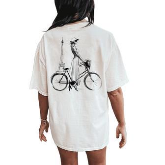 Elegant Paris Vibes Chic Woman And Eiffel Tower Women's Oversized Comfort T-Shirt Back Print - Thegiftio UK
