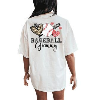 Family Baseball Grammy Heart Baseball Grandma Women's Oversized Comfort T-Shirt Back Print - Monsterry