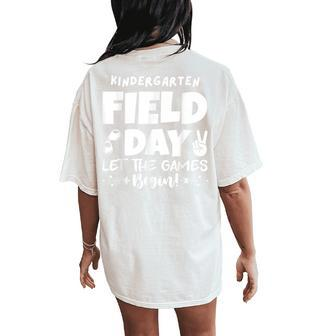 Field Day Kindergarten K Purple 2024 Boy Girl Teacher Women's Oversized Comfort T-Shirt Back Print - Seseable