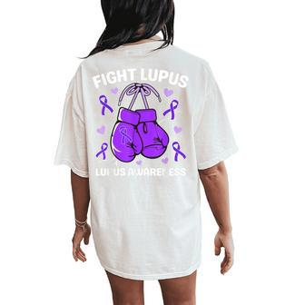 Fight Lupus Purple Awareness Ribbon Lupus Fighter Men Women's Oversized Comfort T-Shirt Back Print - Monsterry