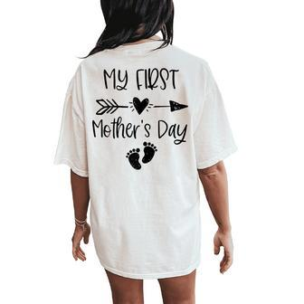 My First Mother's Day For New Mom Pregnancy Announcement Women's Oversized Comfort T-Shirt Back Print | Mazezy