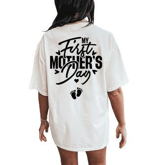 My First Pregnancy Announcement Mom To Be 2024 Women's Oversized Comfort T-Shirt Back Print - Seseable