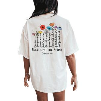 Flower Christian Fruits Of The Spirit Bible Verse Religious Women's Oversized Comfort T-Shirt Back Print - Monsterry CA