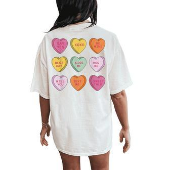 Candy Valentines Day Hearts Retro Trendy Girls Women's Oversized Comfort T-Shirt Back Print - Thegiftio UK