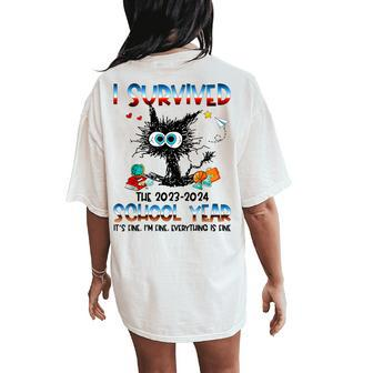 Teacher I Survived Last Day Of The School Year 2024 Women's Oversized Comfort T-Shirt Back Print | Mazezy CA