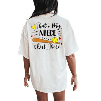 That's My Niece Out There Softball Grandma & Grandpa Women's Oversized Comfort T-Shirt Back Print - Monsterry