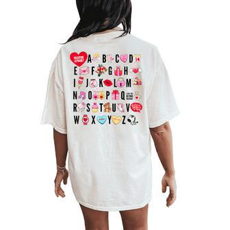 Valentine Alphabet Pre-K Kindergarten Teacher Student Women's Oversized Comfort T-Shirt Back Print - Thegiftio UK
