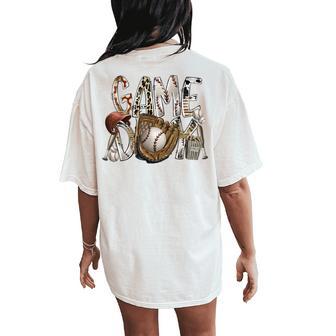 Game Day Baseball Life Softball Life Mom Leopard Women's Oversized Comfort T-Shirt Back Print - Monsterry