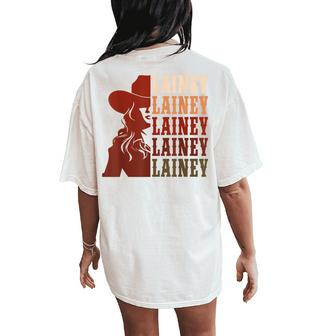 Girl Retro First Name Lainey Personalized Cowgirl Party Women's Oversized Comfort T-Shirt Back Print - Seseable