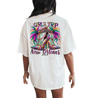 Girls Trip New Orleans 2024 Mardi Gras High Heels Women's Oversized Comfort T-Shirt Back Print - Thegiftio UK