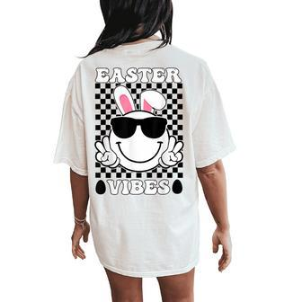 Groovy Easter Vibes For Girl 2024 Easter Day Women's Oversized Comfort T-Shirt Back Print - Seseable