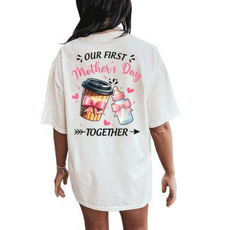 Groovy Our First Mother's Day Coffee Baby Milk Bottle Women Women's Oversized Comfort T-Shirt Back Print - Monsterry
