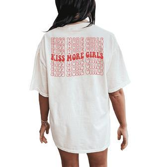 Groovy Kiss More Girls Gay Lesbian Pride Month Lgbt Rainbow Women's Oversized Comfort T-Shirt Back Print - Monsterry AU