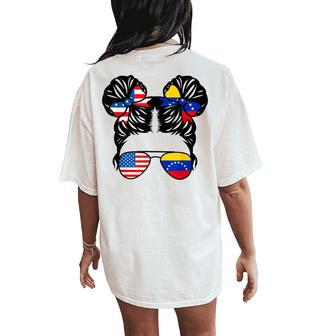 Half American Venezuelan Girl Usa Venezuela Flag Patriot Women's Oversized Comfort T-Shirt Back Print - Thegiftio